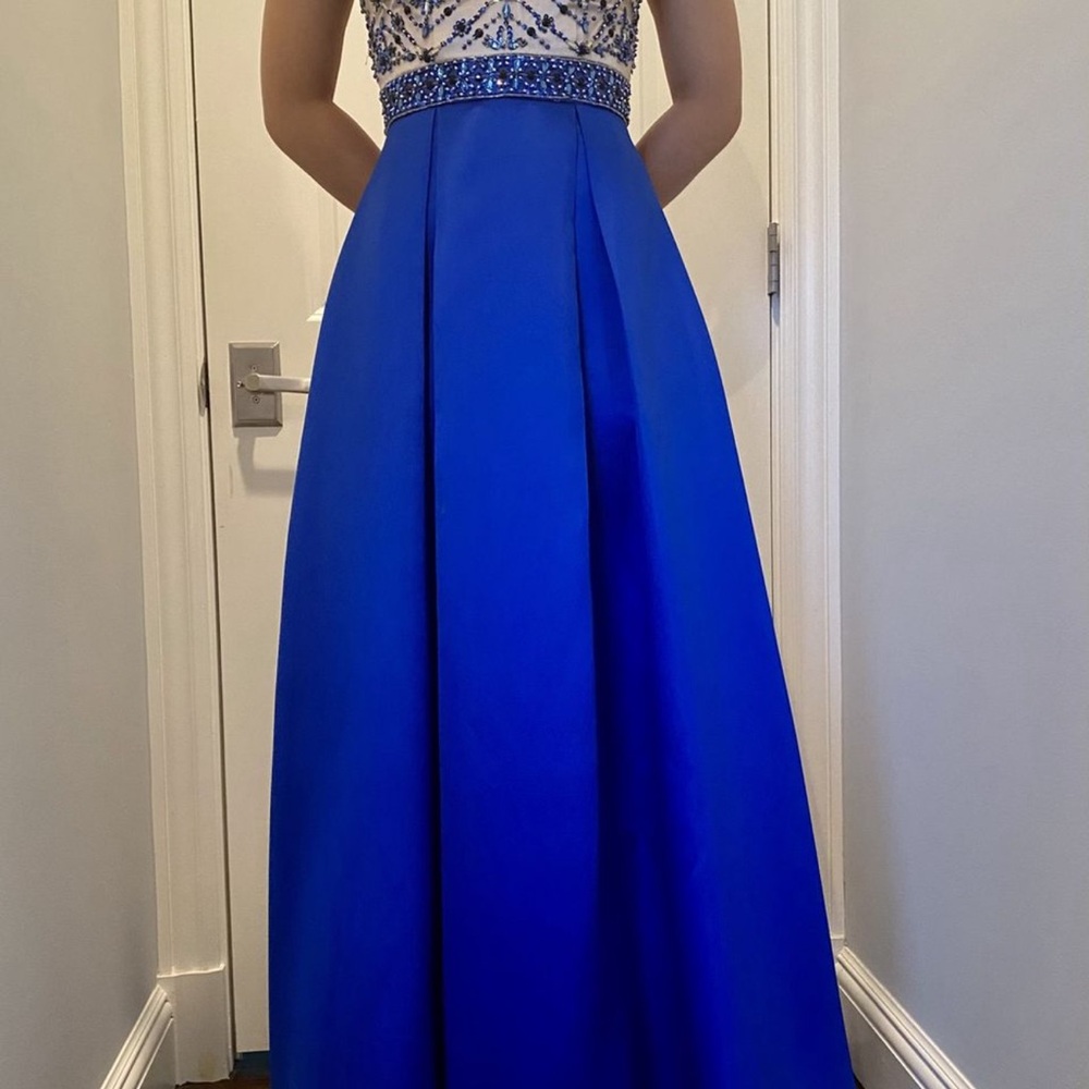 Chic Royal Blue Beaded Dress